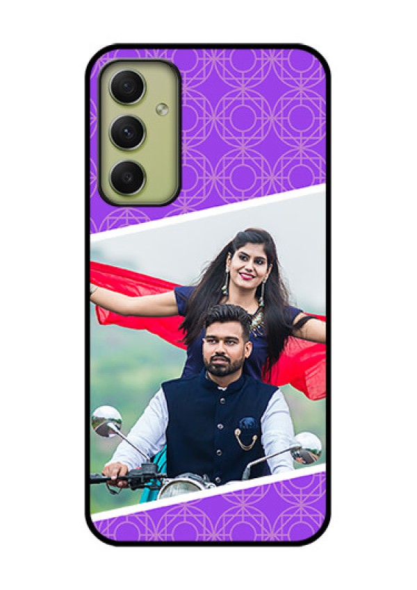 Galaxy A34 5G Custom Glass Phone Case - Violet Pattern Design