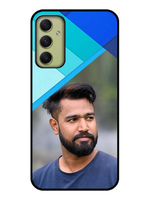 Custom Galaxy A34 5G Custom Glass Phone Case - Blue Pattern Design