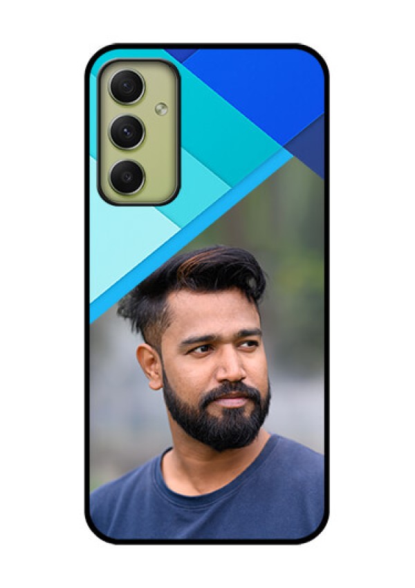 Galaxy A34 5G Custom Glass Phone Case - Blue Pattern Design