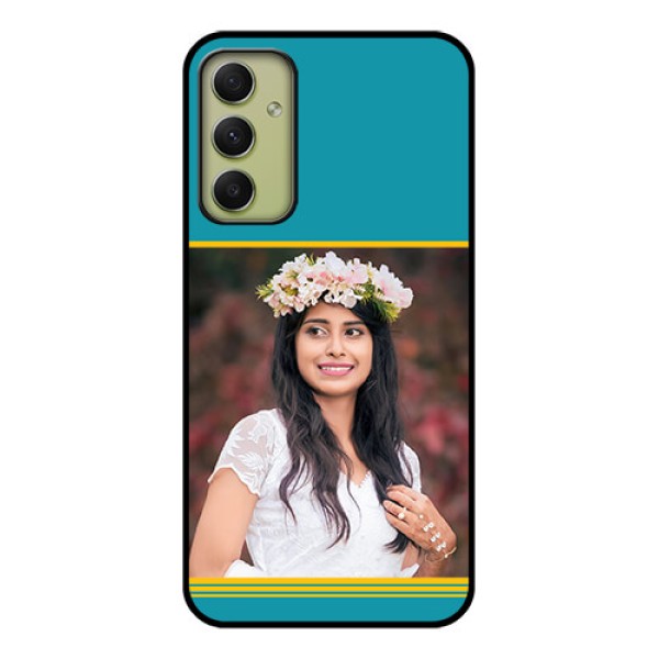 Galaxy A34 5G Custom Glass Phone Case - Yellow & Blue Design