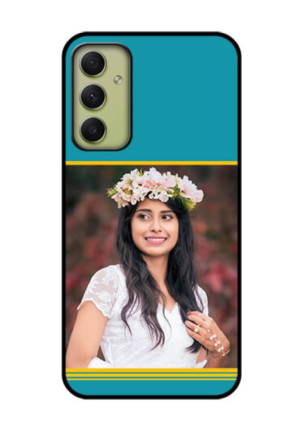 Galaxy A34 5G Custom Glass Phone Case - Yellow & Blue Design