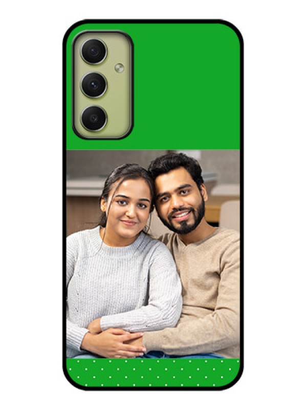 Custom Galaxy A34 5G Personalized Glass Phone Case - Green Pattern Design