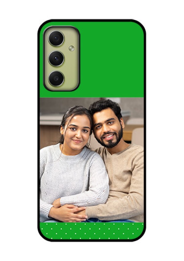 Galaxy A34 5G Personalized Glass Phone Case - Green Pattern Design