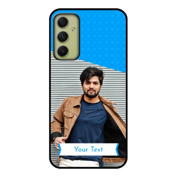 Galaxy A34 5G Photo Printing on Glass Case - Simple Blue Color Design