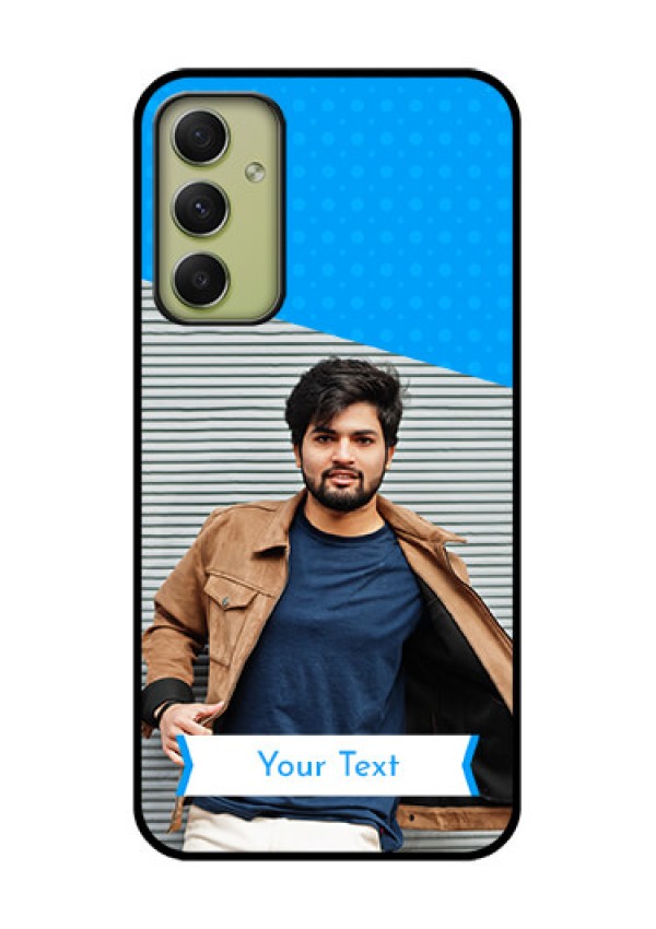 Galaxy A34 5G Photo Printing on Glass Case - Simple Blue Color Design