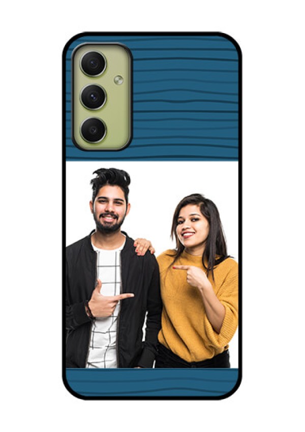 Galaxy A34 5G Custom Glass Phone Case - Blue Pattern Cover Design