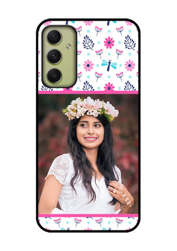 Galaxy A34 5G Photo Printing on Glass Case - Colorful Flower Design