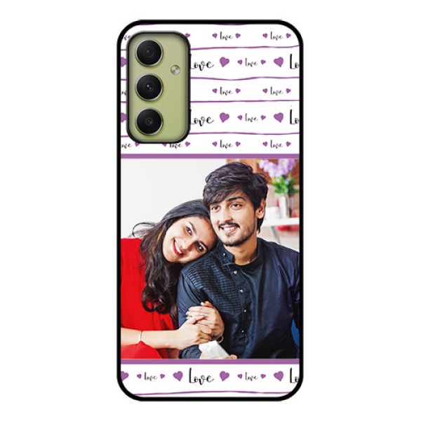 Galaxy A34 5G Custom Glass Mobile Case - Couples Heart Design Galaxy A34 5G Custom Glass Mobile Case - Couples Heart Design