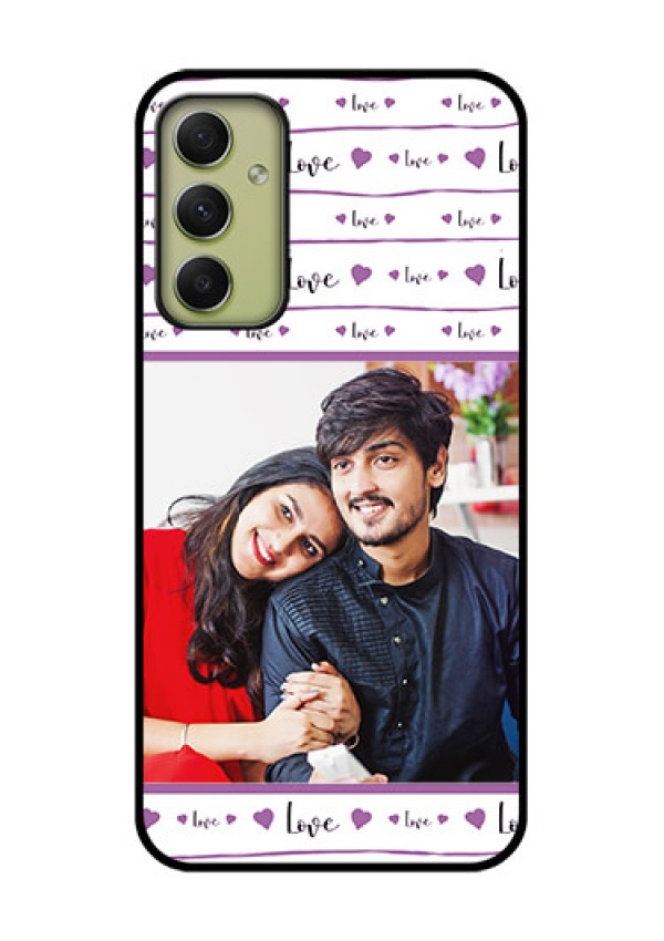 Galaxy A34 5G Custom Glass Mobile Case - Couples Heart Design