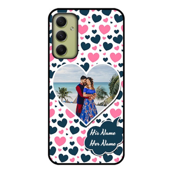 Galaxy A34 5G Custom Glass Phone Case - Pink & Blue Heart Design Galaxy A34 5G Custom Glass Phone Case - Pink & Blue Heart Design