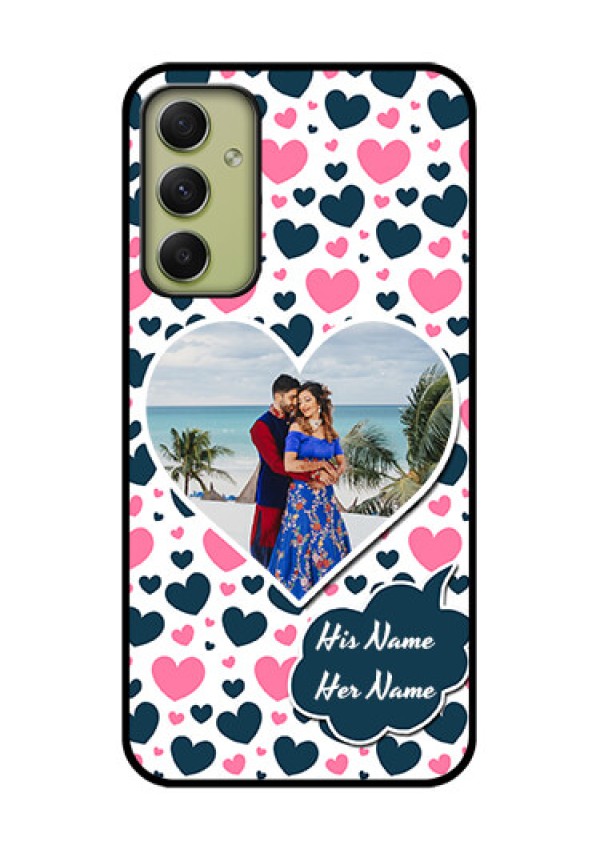 Galaxy A34 5G Custom Glass Phone Case - Pink & Blue Heart Design