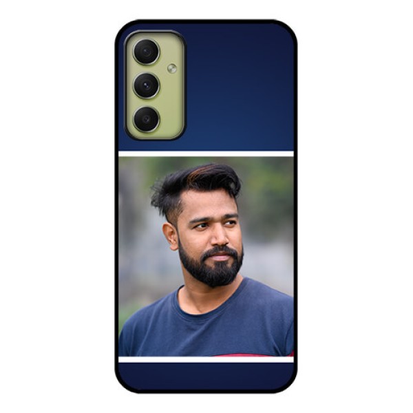 Galaxy A34 5G Personalized Glass Phone Case - Simple Royal Blue Design Galaxy A34 5G Personalized Glass Phone Case - Simple Royal Blue Design
