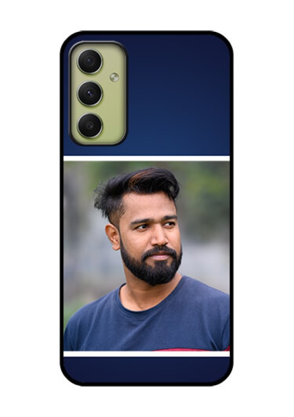 Galaxy A34 5G Personalized Glass Phone Case - Simple Royal Blue Design