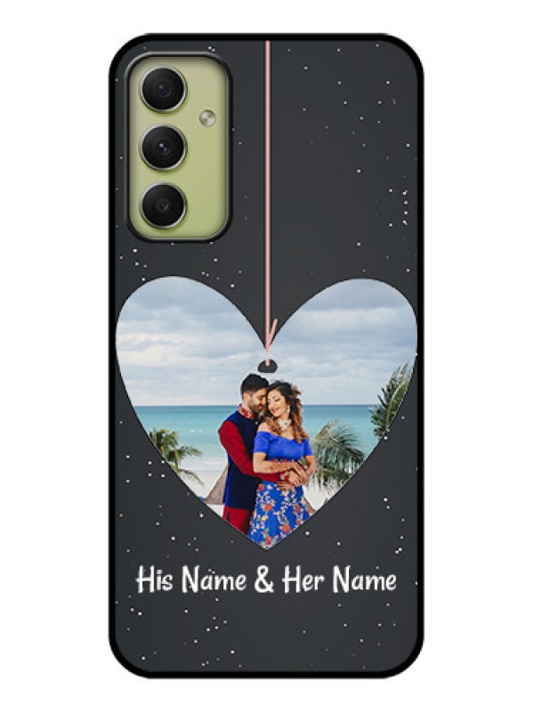 Custom Galaxy A34 5G Custom Glass Phone Case - Hanging Heart Design