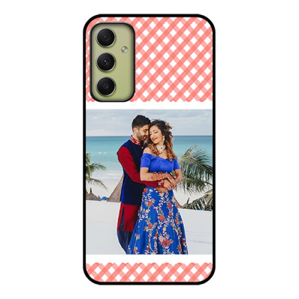 Galaxy A34 5G Personalized Glass Phone Case - Pink Pattern Design