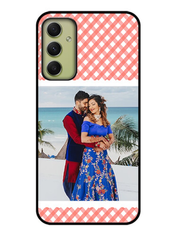 Custom Galaxy A34 5G Personalized Glass Phone Case - Pink Pattern Design