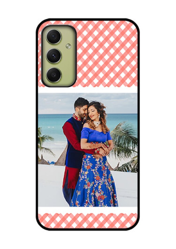 Galaxy A34 5G Personalized Glass Phone Case - Pink Pattern Design