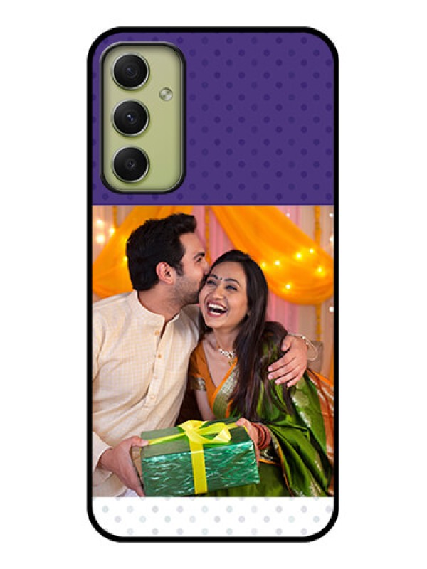 Custom Galaxy A34 5G Personalized Glass Phone Case - Violet Pattern Design