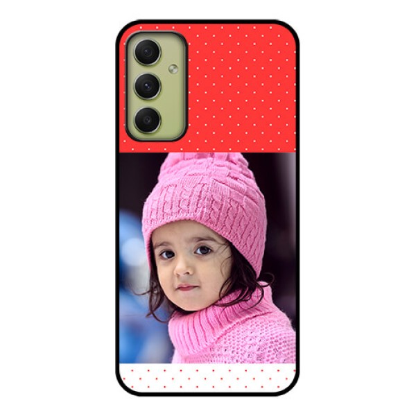 Galaxy A34 5G Photo Printing on Glass Case - Red Pattern Design