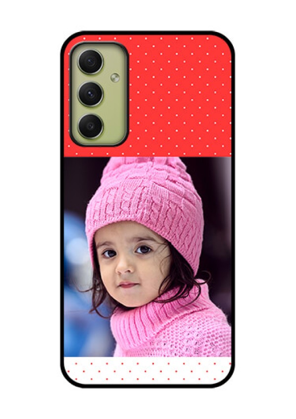 Galaxy A34 5G Photo Printing on Glass Case - Red Pattern Design