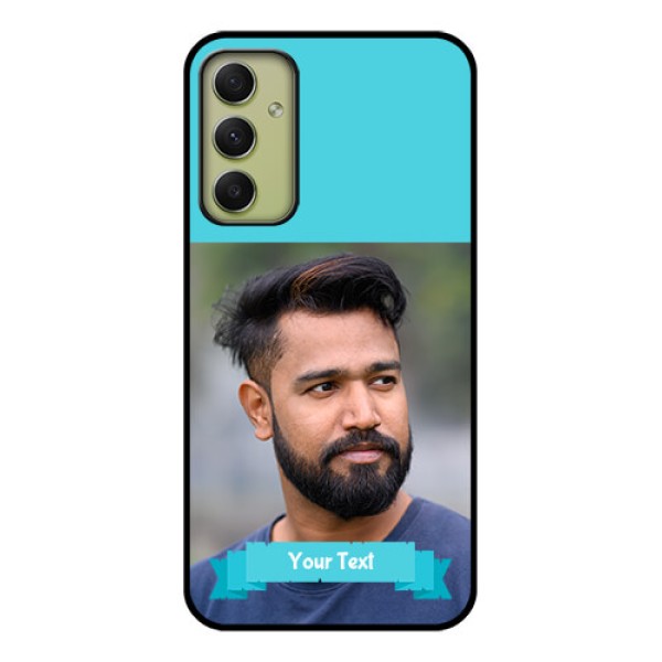 Galaxy A34 5G Personalized Glass Phone Case - Simple Blue Color Design Galaxy A34 5G Personalized Glass Phone Case - Simple Blue Color Design