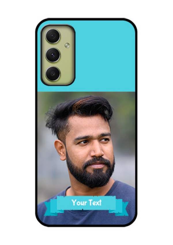 Galaxy A34 5G Personalized Glass Phone Case - Simple Blue Color Design