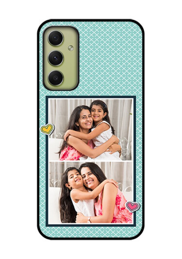 Galaxy A34 5G Custom Glass Phone Case - 2 Image Holder with Pattern Design