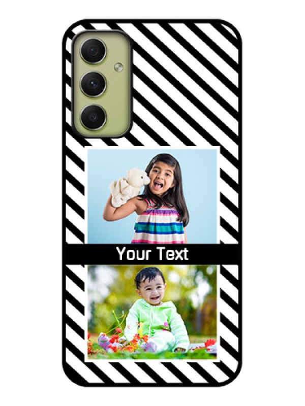 Custom Galaxy A34 5G Photo Printing on Glass Case - Black And White Stripes Design