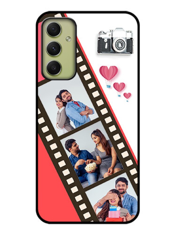 Custom Galaxy A34 5G Personalized Glass Phone Case - 3 Image Holder with Film Reel