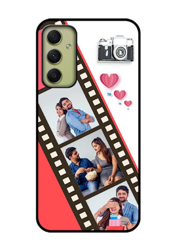 Galaxy A34 5G Personalized Glass Phone Case - 3 Image Holder with Film Reel