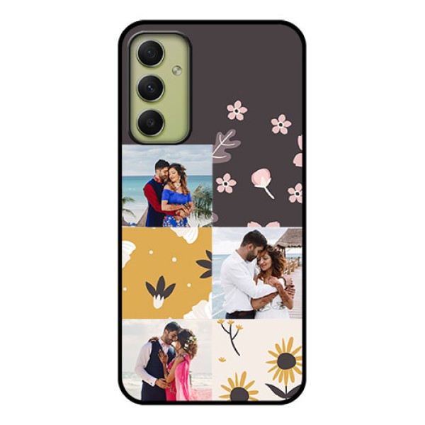 Galaxy A34 5G Photo Printing on Glass Case - 3 Images with Floral Design Galaxy A34 5G Photo Printing on Glass Case - 3 Images with Floral Design