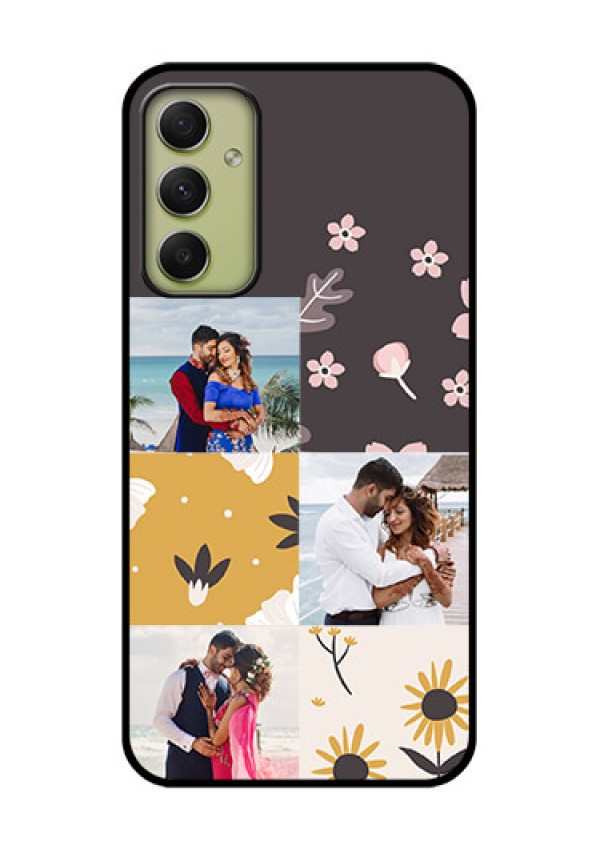 Galaxy A34 5G Photo Printing on Glass Case - 3 Images with Floral Design