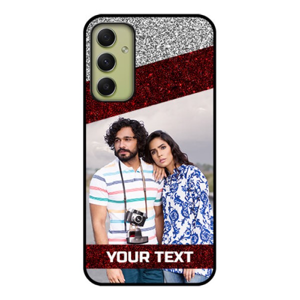 Galaxy A34 5G Personalized Glass Phone Case - Image Holder with Glitter Strip Design Galaxy A34 5G Personalized Glass Phone Case - Image Holder with Glitter Strip Design