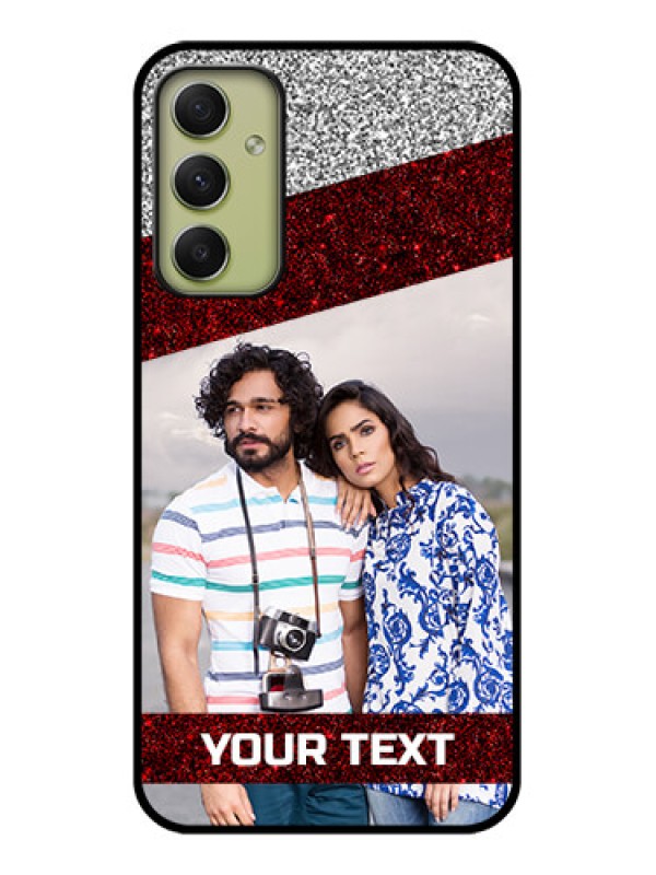 Custom Galaxy A34 5G Personalized Glass Phone Case - Image Holder with Glitter Strip Design