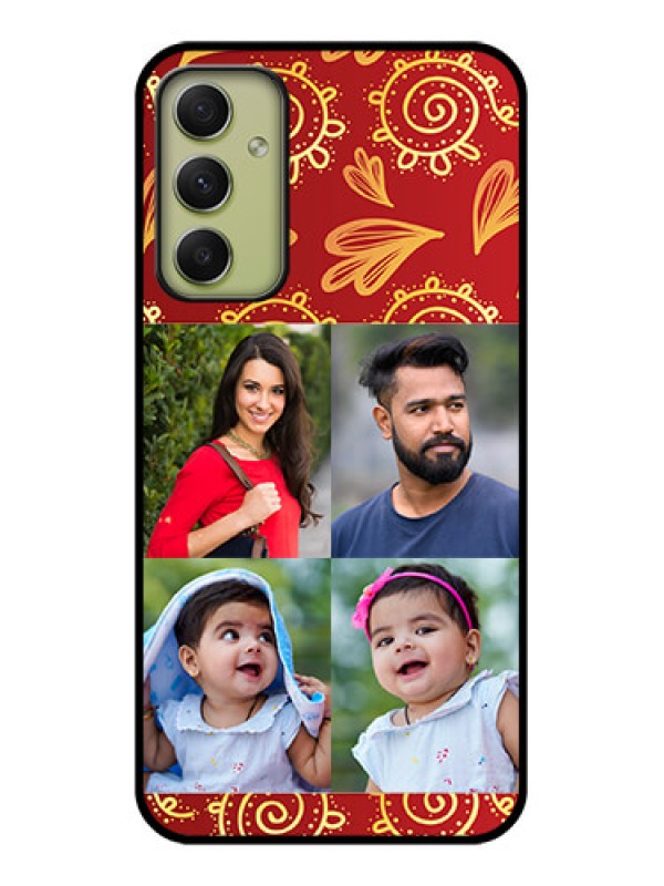 Custom Galaxy A34 5G Photo Printing on Glass Case - 4 Image Traditional Design
