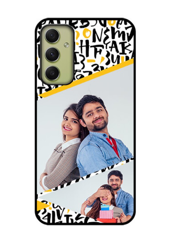 Galaxy A34 5G Custom Glass Mobile Case - Letters Pattern Design