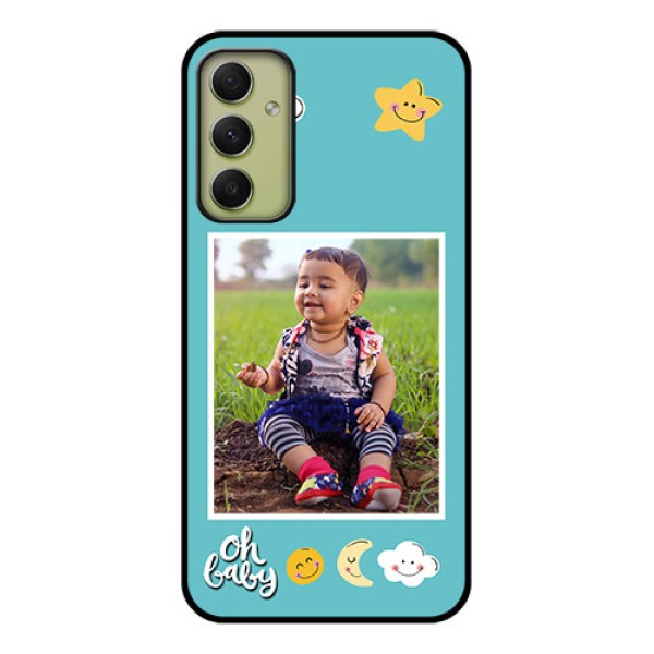 Galaxy A34 5G Personalized Glass Phone Case - Smiley Kids Stars Design Galaxy A34 5G Personalized Glass Phone Case - Smiley Kids Stars Design