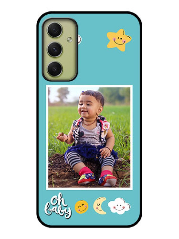 Custom Galaxy A34 5G Personalized Glass Phone Case - Smiley Kids Stars Design