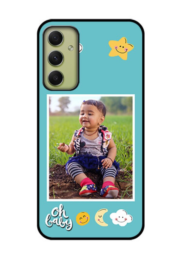 Galaxy A34 5G Personalized Glass Phone Case - Smiley Kids Stars Design
