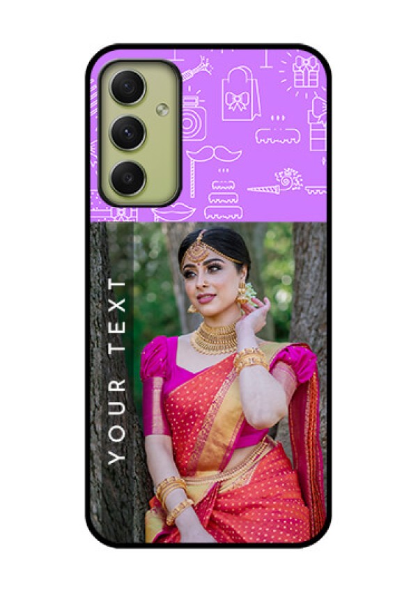 Galaxy A34 5G Custom Glass Mobile Case - Birthday Icons Design