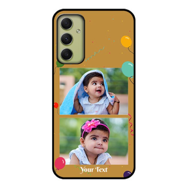Galaxy A34 5G Personalized Glass Phone Case - Image Holder with Birthday Celebrations Design