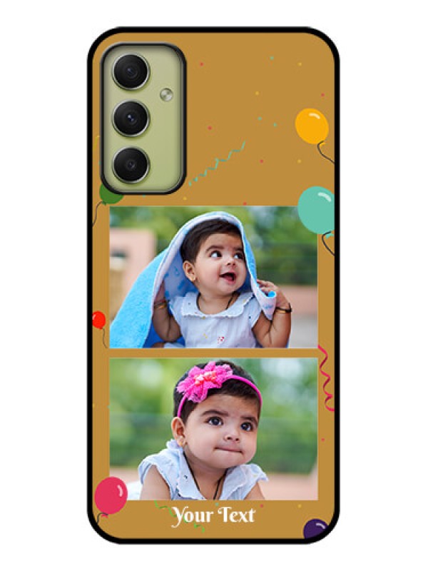 Custom Galaxy A34 5G Personalized Glass Phone Case - Image Holder with Birthday Celebrations Design