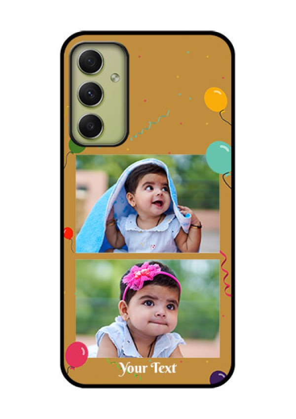 Galaxy A34 5G Personalized Glass Phone Case - Image Holder with Birthday Celebrations Design