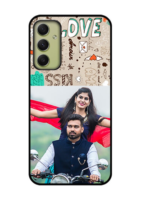 Galaxy A34 5G Custom Glass Phone Case - Love Doodle Pattern