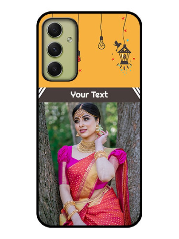 Custom Galaxy A34 5G Custom Glass Mobile Case - with Family Picture and Icons