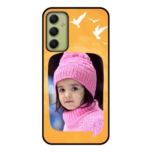 Galaxy A34 5G Personalized Glass Phone Case - Water Color Design with Bird Icons Galaxy A34 5G Personalized Glass Phone Case - Water Color Design with Bird Icons