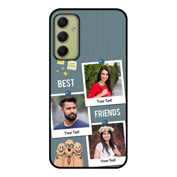 Galaxy A34 5G Personalized Glass Phone Case - Sticky Frames and Friendship Design Galaxy A34 5G Personalized Glass Phone Case - Sticky Frames and Friendship Design