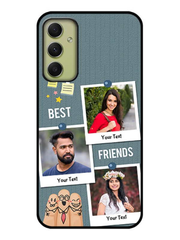 Custom Galaxy A34 5G Personalized Glass Phone Case - Sticky Frames and Friendship Design