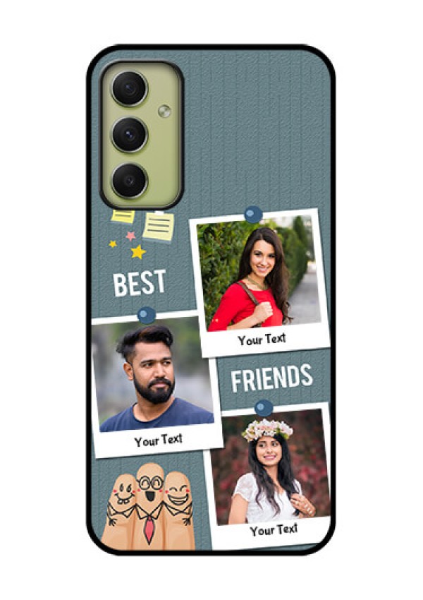 Galaxy A34 5G Personalized Glass Phone Case - Sticky Frames and Friendship Design