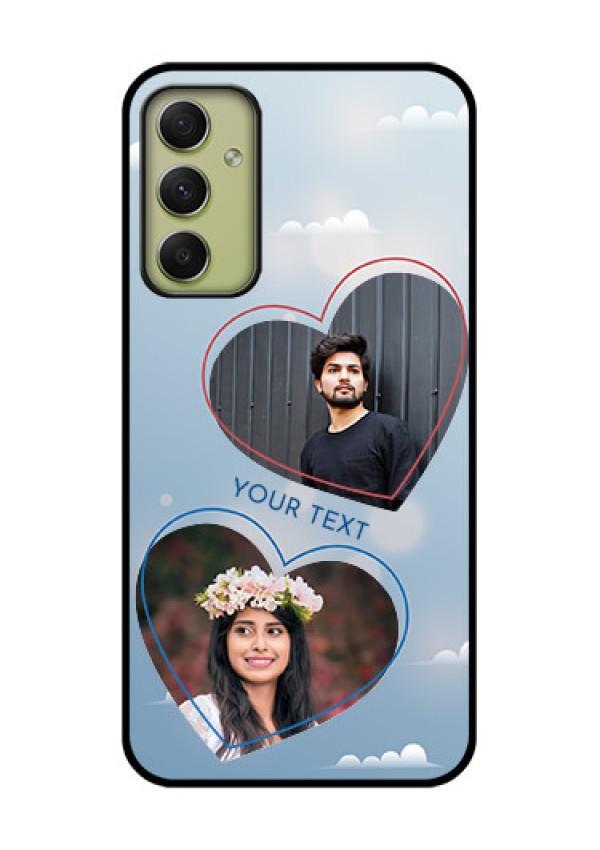 Galaxy A34 5G Custom Glass Mobile Case - Blue Color Couple Design